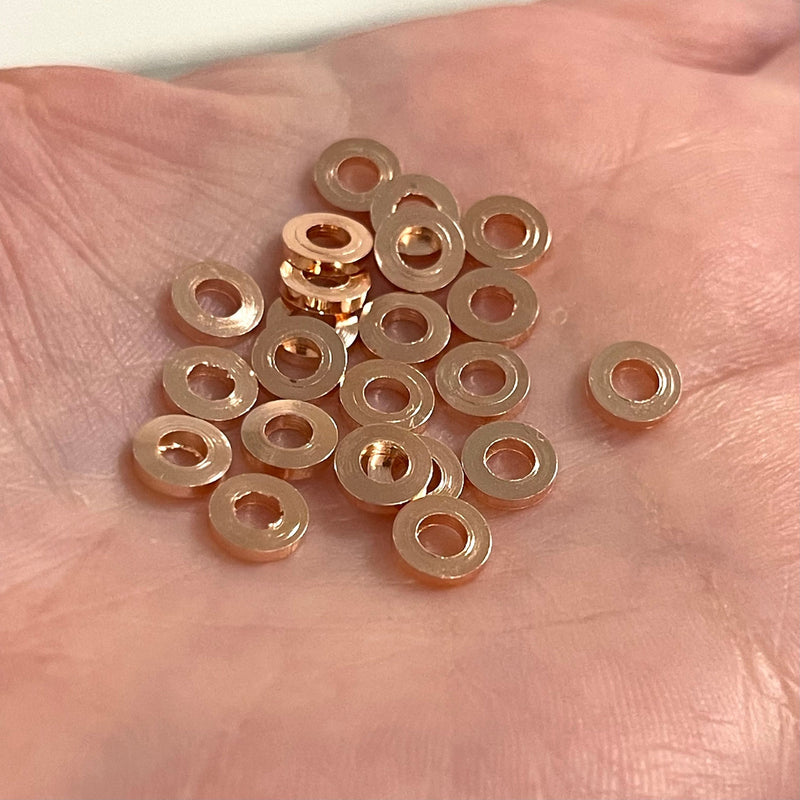 Rose Gold Plated 6mm Rondelle Spacers, 20 Pcs in a Pack
