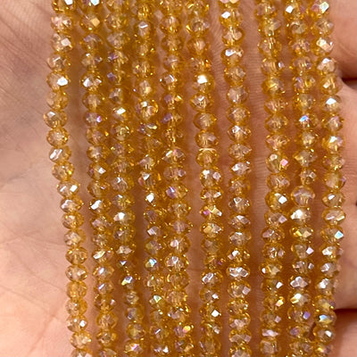 Crystal faceted rondelle - 150 pcs -3mm - full strand - PBC3C53, Crystal Beads,Beads, glass beads, beads crystal rondelle beads £1.5