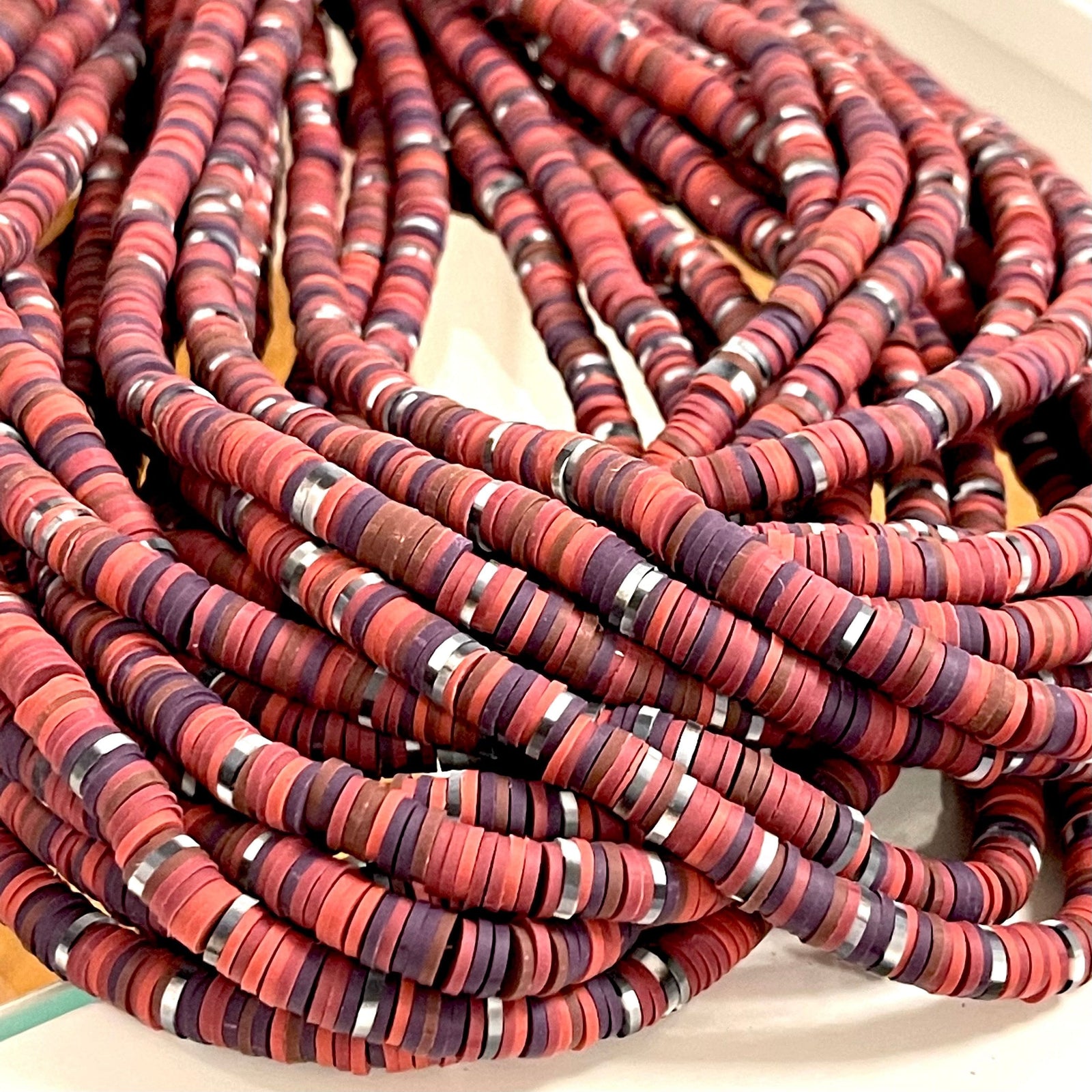 Multicolor Heishi Beads, Polymer clay 6x1MM Vinyl Beads
