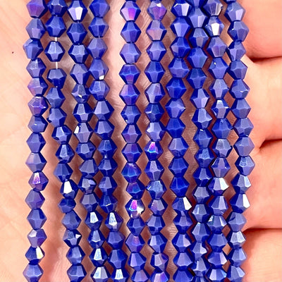 4mm Crystal faceted bicone - 115 pcs -4 mm - full strand - PBC4B21,Crystal Bicone Beads, Crystal Beads, glass beads, beads £1.5