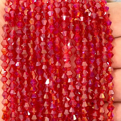 4mm Crystal faceted bicone - 115 pcs -4 mm - full strand - PBC4B50,Crystal Bicone Beads, Crystal Beads, glass beads, beads £1.5