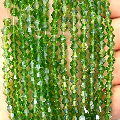 4mm Crystal faceted bicone - 115 pcs -4 mm - full strand - PBC4B55,Crystal Bicone Beads, Crystal Beads, glass beads, beads £1.5