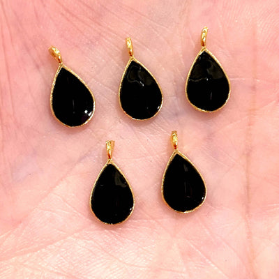 24Kt Gold Plated Black Enamelled Drop Charms, 5 pcs in a Pack£2.5