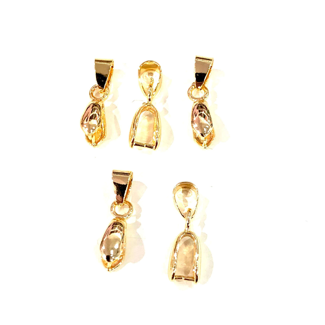 5 x Pinch Bails, 22Kt Gold Plated, Size 20mm