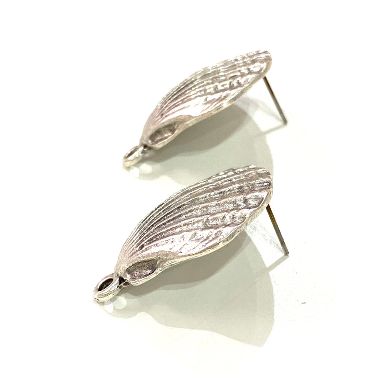 Silver Plated Oyster Stud Earrings, 2 pcs in a pack,