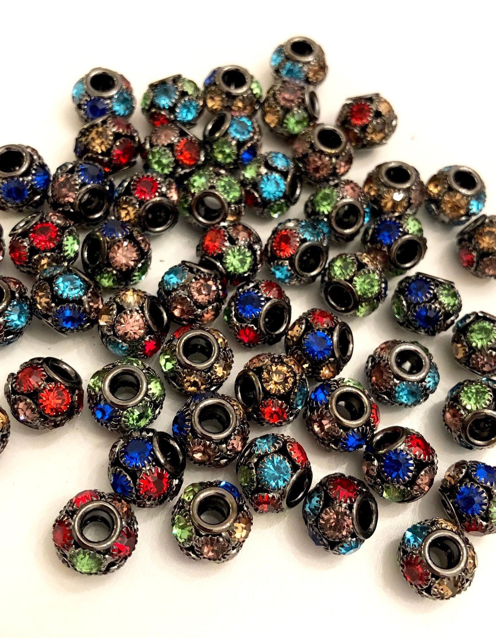 Rhinestone beads, pink rhinestones, gunmetal rhinestone ball bead, round rhinestone bead, rondelle rhinestone spacer beads,slider beads