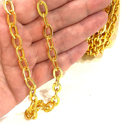 24Kt Shiny Gold Plated Chain 12x7.5mm Open Links