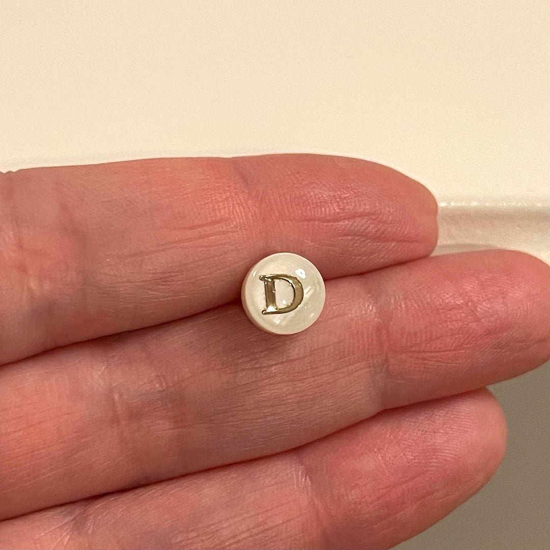 Natural Mother Of Pearl Horizontal Hole Double-Sided Initial Charms