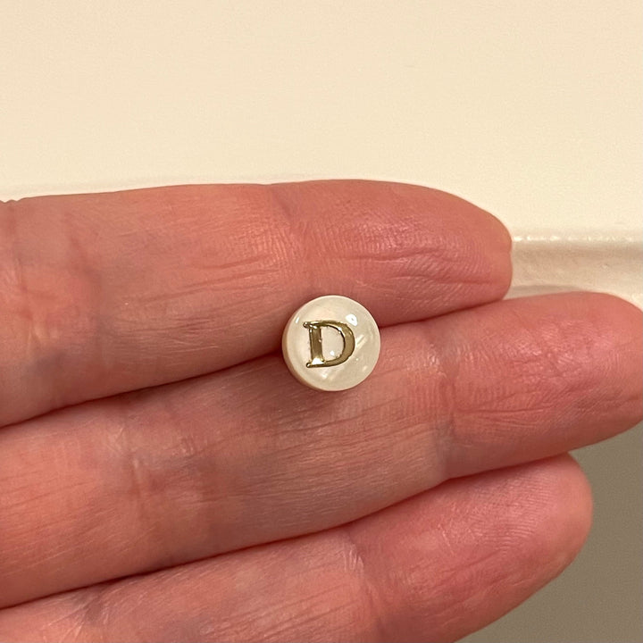 Natural Mother Of Pearl Horizontal Hole Double-Sided Initial Charms