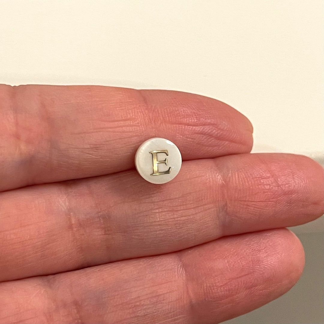 Natural Mother Of Pearl Horizontal Hole Double-Sided Initial Charms
