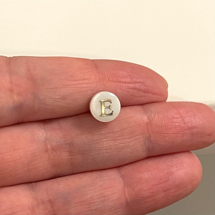 Natural Mother Of Pearl Horizontal Hole Double-Sided Initial Charms