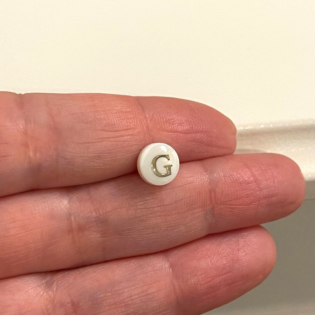 Natural Mother Of Pearl Horizontal Hole Double-Sided Initial Charms