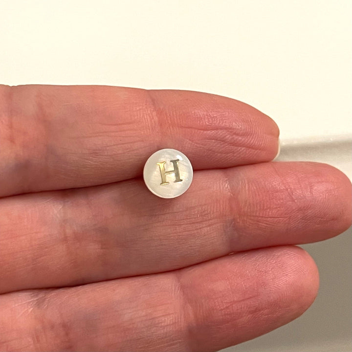 Natural Mother Of Pearl Horizontal Hole Double-Sided Initial Charms