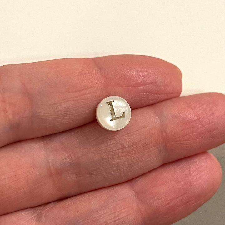 Natural Mother Of Pearl Horizontal Hole Double-Sided Initial Charms