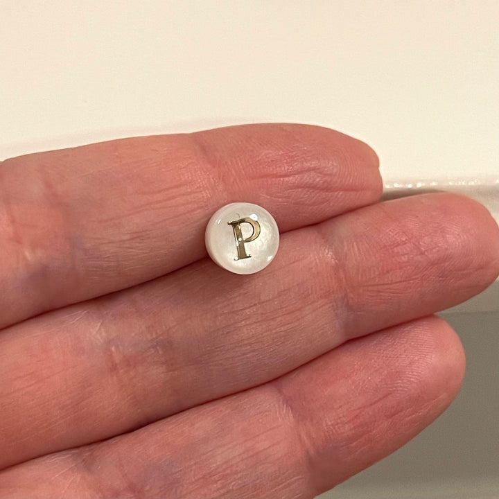 Natural Mother Of Pearl Horizontal Hole Double-Sided Initial Charms