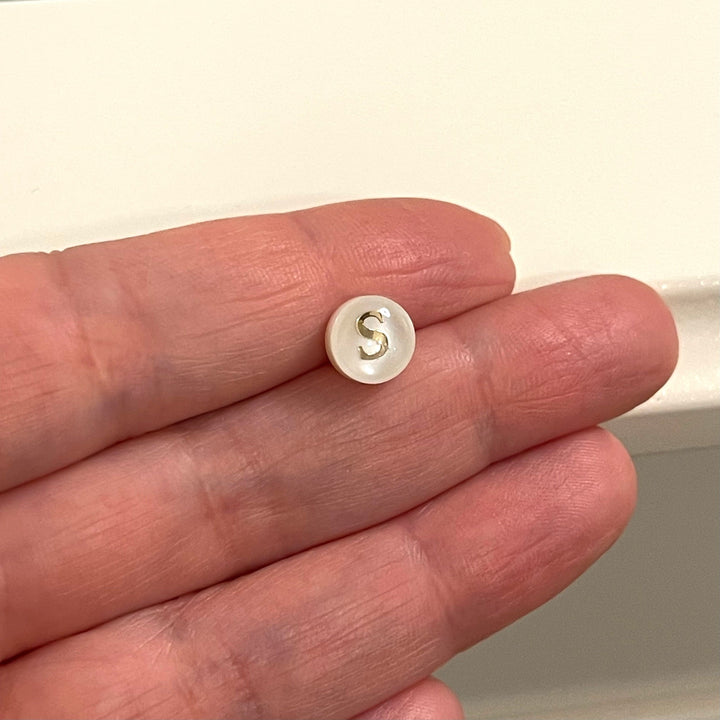 Natural Mother Of Pearl Horizontal Hole Double-Sided Initial Charms