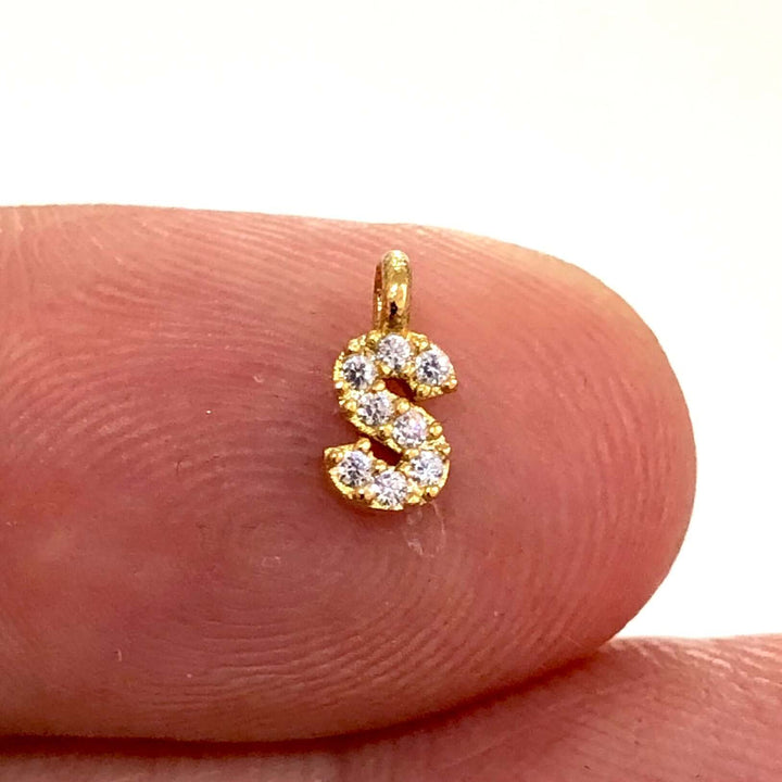 24Kt Gold Plated Brass Micro Pave Initial Charms