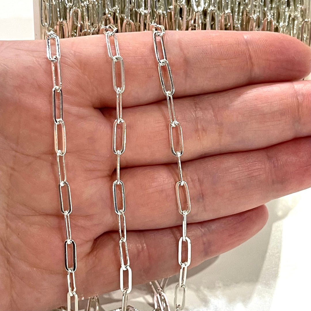 Silver Plated Brass Paperclip Chain, 11x4 mm Silver Plated Chain,