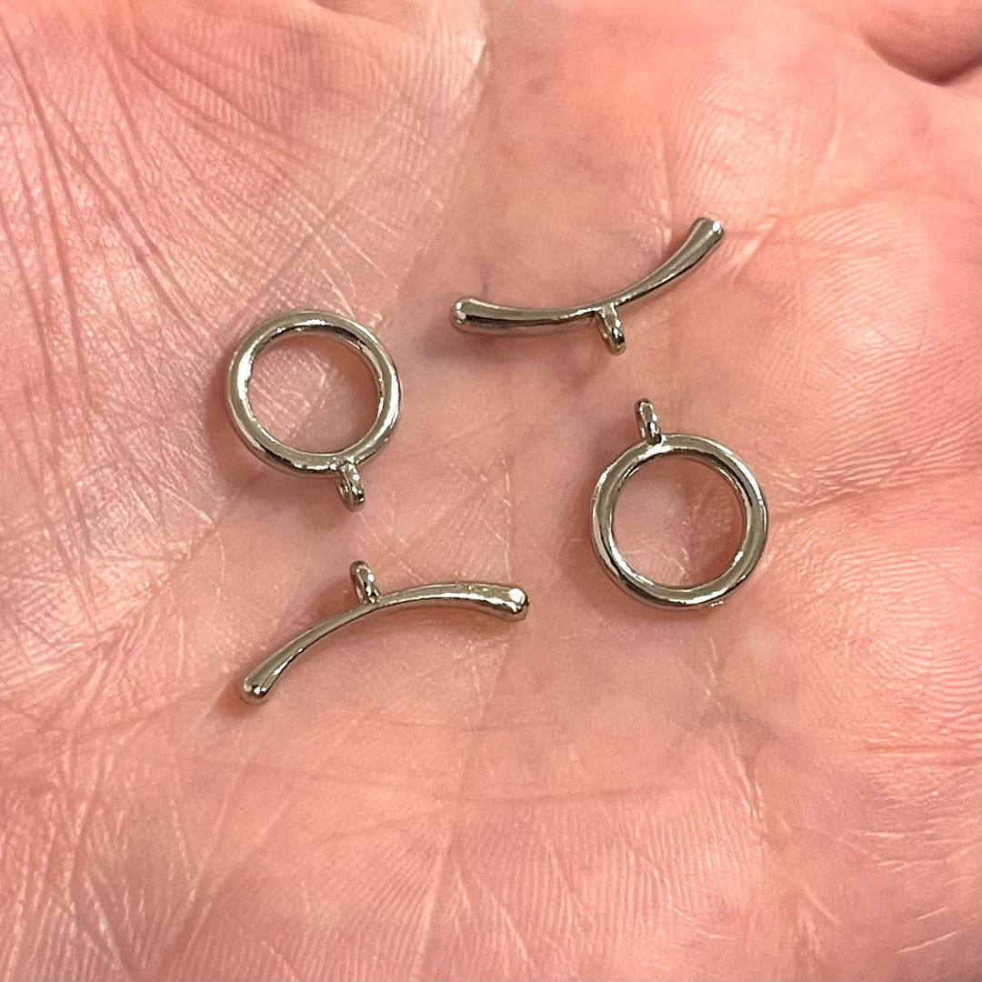 2 Sets Rhodium Plated Toggle Clasps,