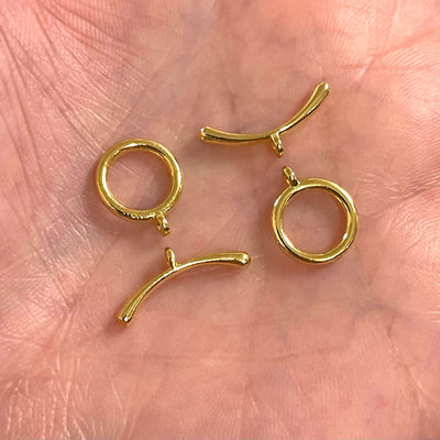 2 Sets 24Kt Shiny Gold Plated Toggle Clasps,£2