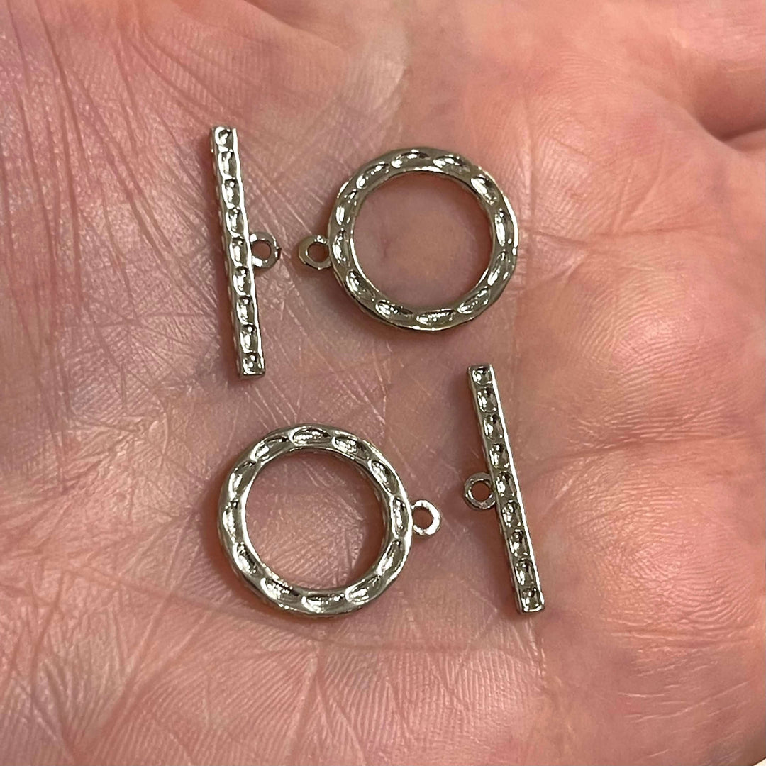 2 Sets Rhodium Plated Toggle Clasps,