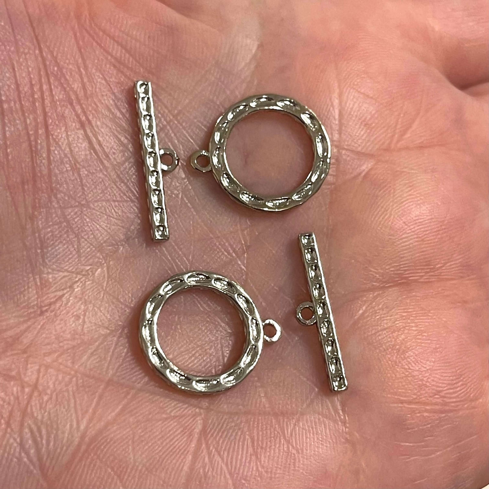 2 Sets Rhodium Plated Toggle Clasps,