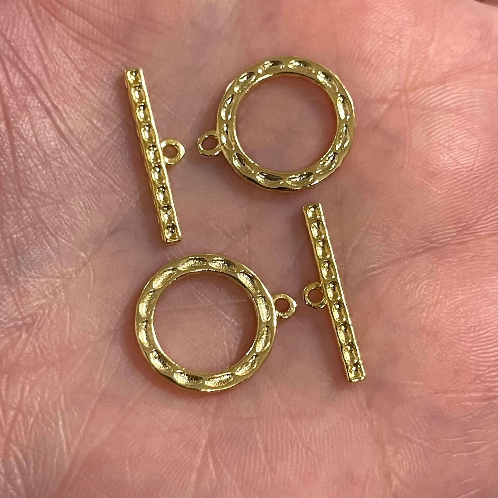 2 Sets 24Kt Shiny Gold Plated Toggle Clasps,