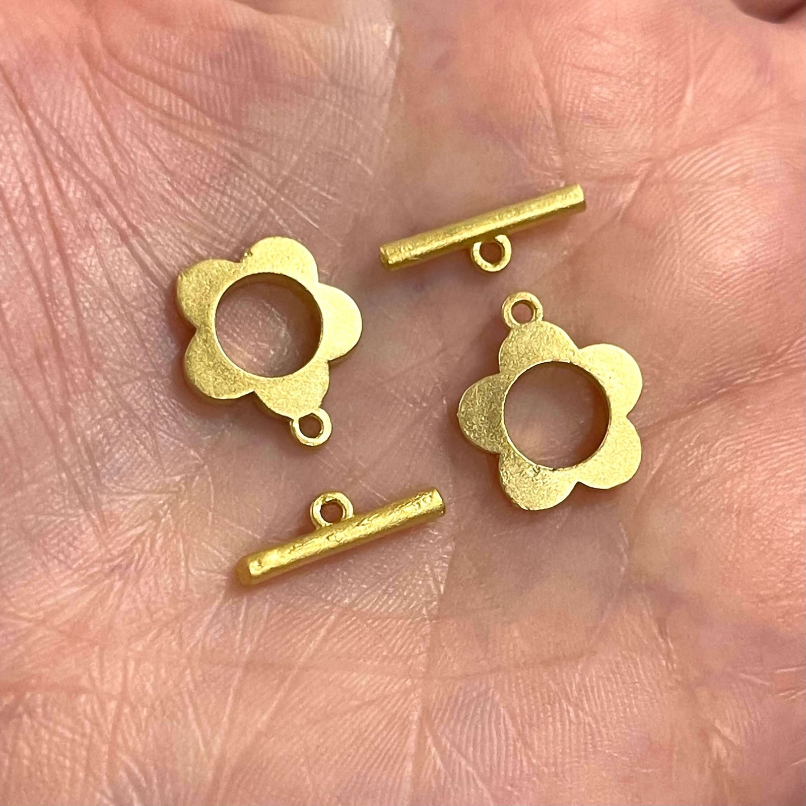 2 Sets 24Kt Matte Gold Plated Toggle Clasps,
