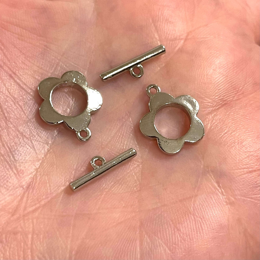 2 Sets Rhodium Plated Toggle Clasps,
