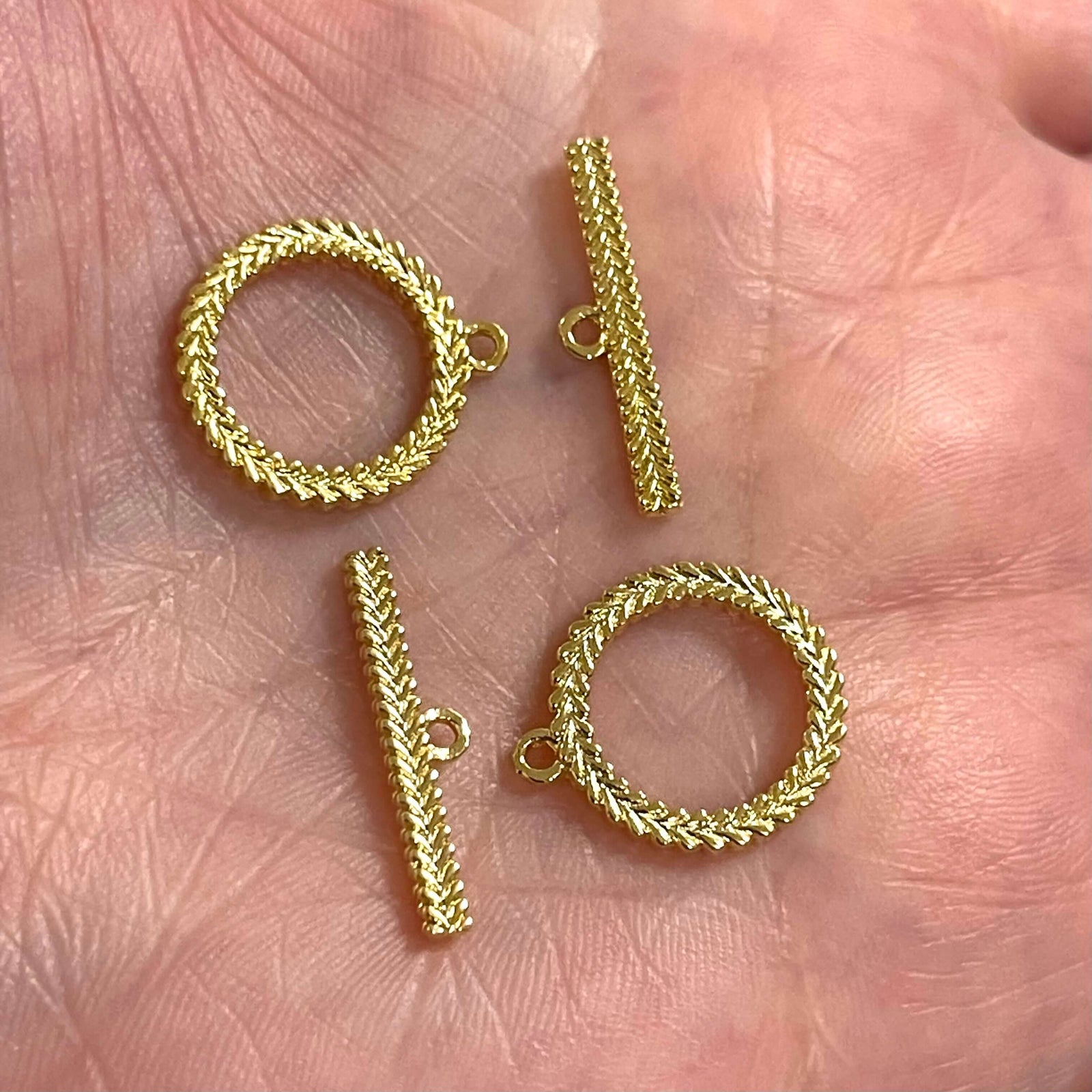 2 Sets 24Kt Shiny Gold Plated Toggle Clasps,