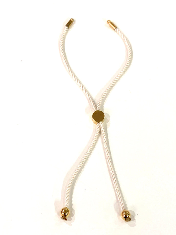 Adjustable Rope Slider Bracelet Blanks, Eggshell&amp;Gold Adjustable Bracelet Blanks,