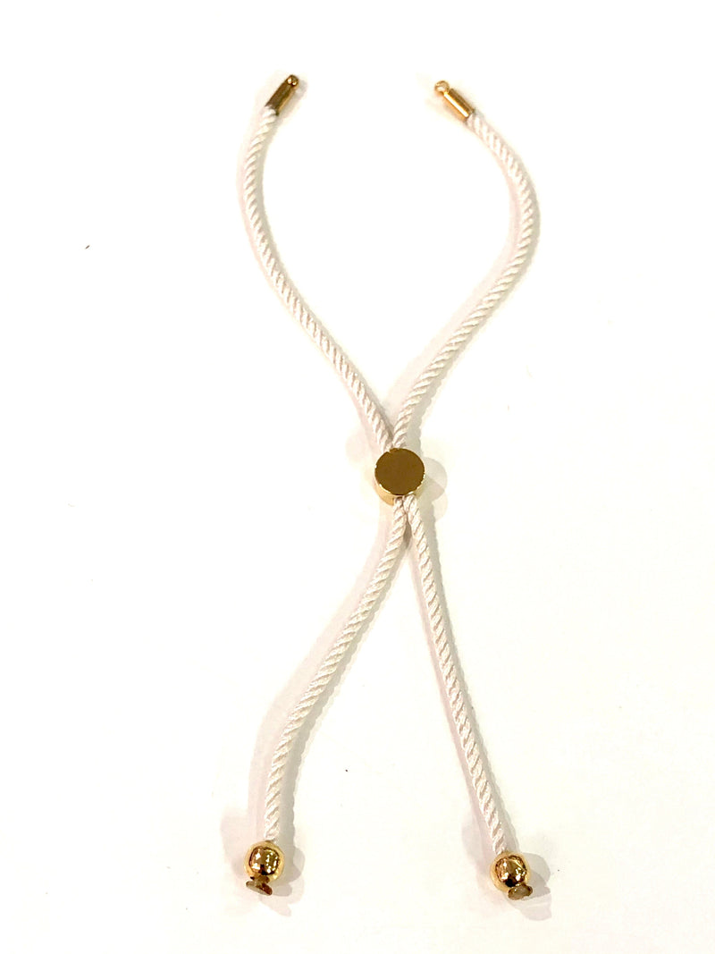 Adjustable Rope Slider Bracelet Blanks, Eggshell&Gold Adjustable Bracelet Blanks,