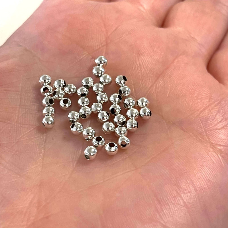 3mm Silver Plated Spacer Balls, 3mm Silver Spacer Balls, 50 pcs in a pack