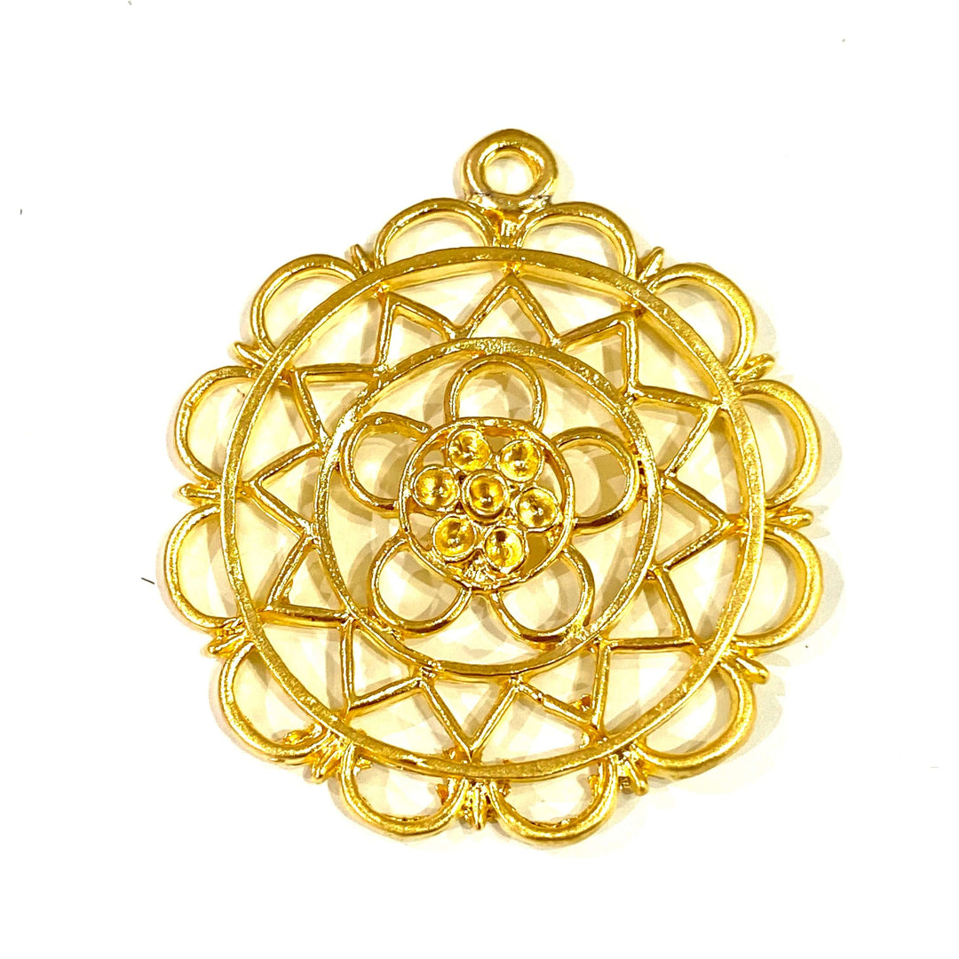24Kt Matte Gold Plated Authentic Pendant, 36mm Gold Pendant
