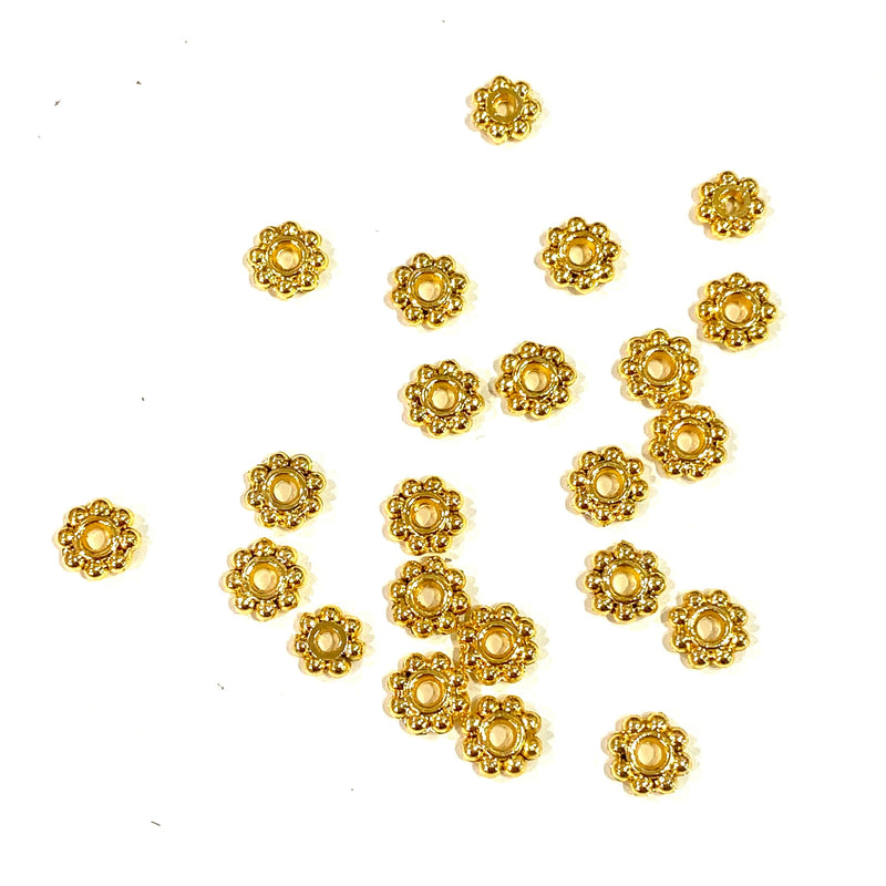 Gold Wheel Spacers, 5mm 22K Gold Plated Wheel Spacers, 25 pcs in a pack