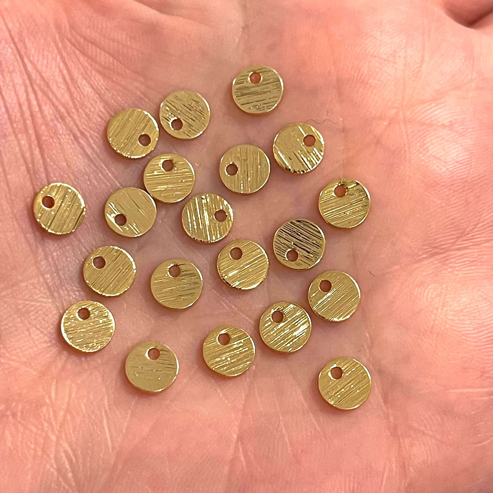 24Kt Gold Plated Brass 6mm Round Charms, 20 Pcs in a Pack