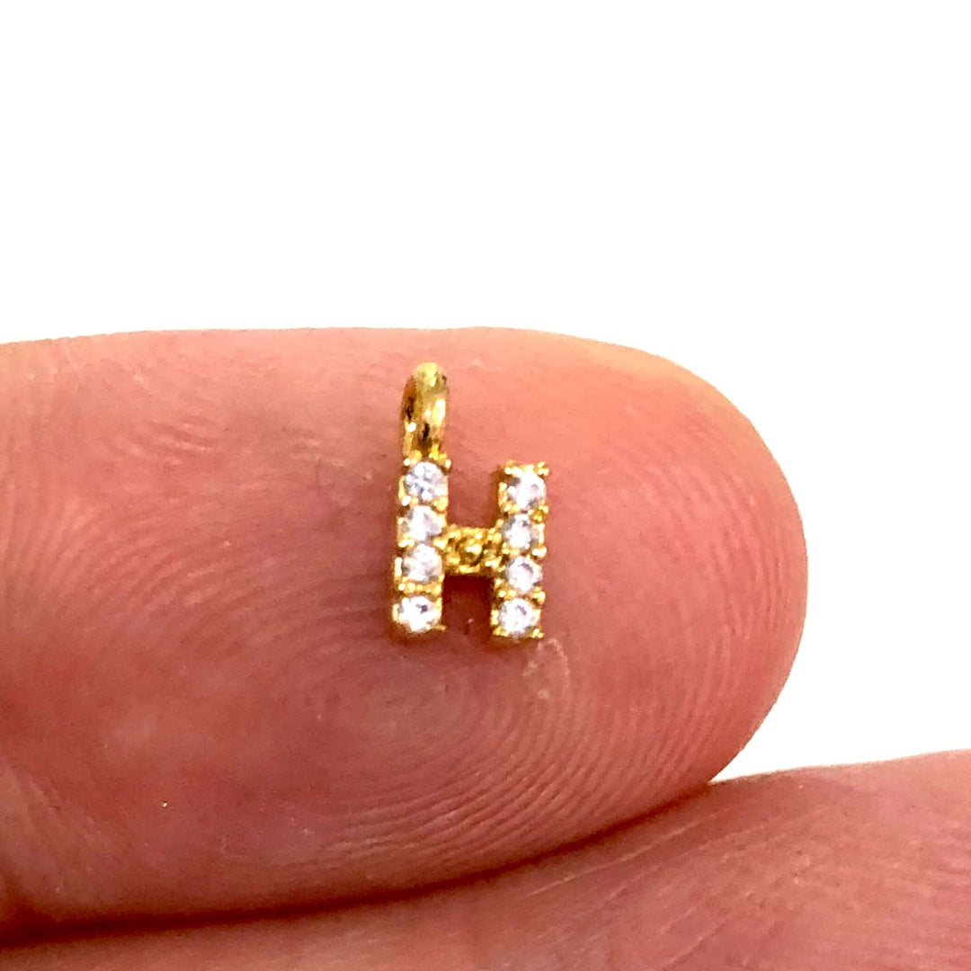 24Kt Gold Plated Brass Micro Pave Initial Charms