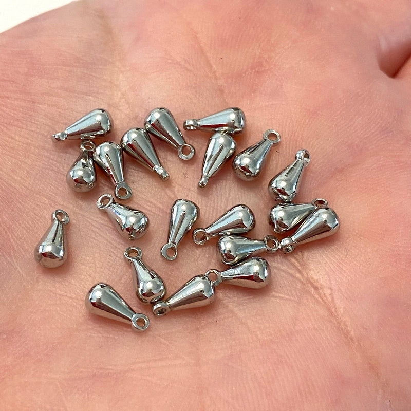 Rhodium Plated 8mm Drop Charms, 20 pcs in a pack