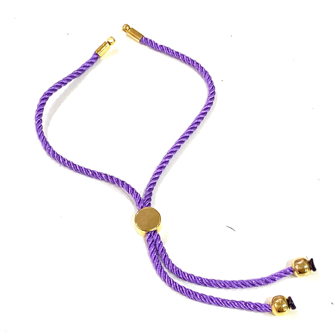 Adjustable Rope Slider Bracelet Blanks, Lilac&amp;Gold Adjustable Bracelet Blanks,