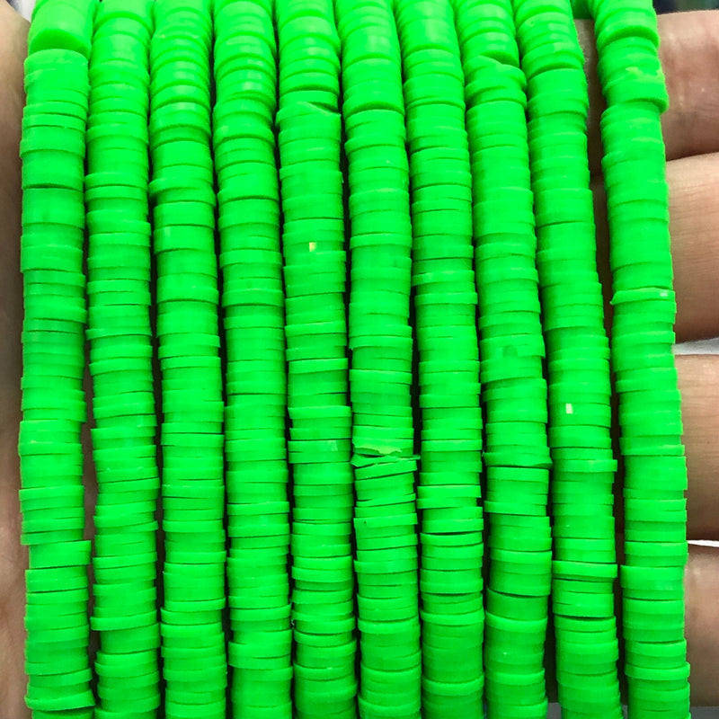Neon Green Beads, Polymer clay 6x1MM Vinyl Beads
