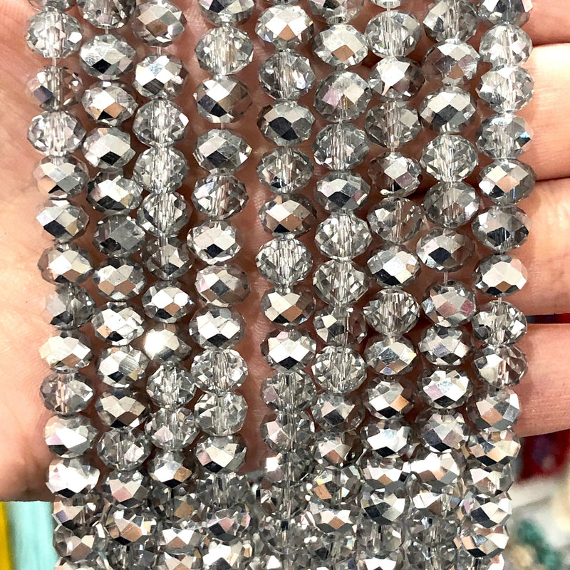 Crystal faceted rondelle - 72 pcs - 8 mm - full strand - PBC8C72, £1.5