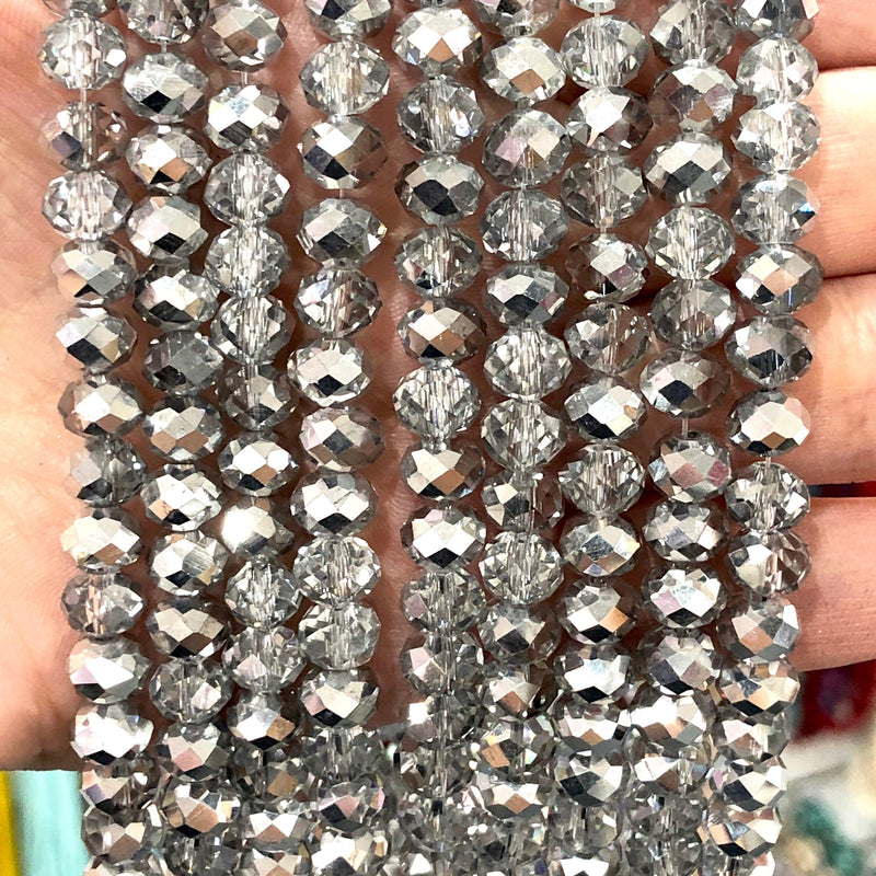 Crystal faceted rondelle - 72 pcs - 8 mm - full strand - PBC8C72, £1.5