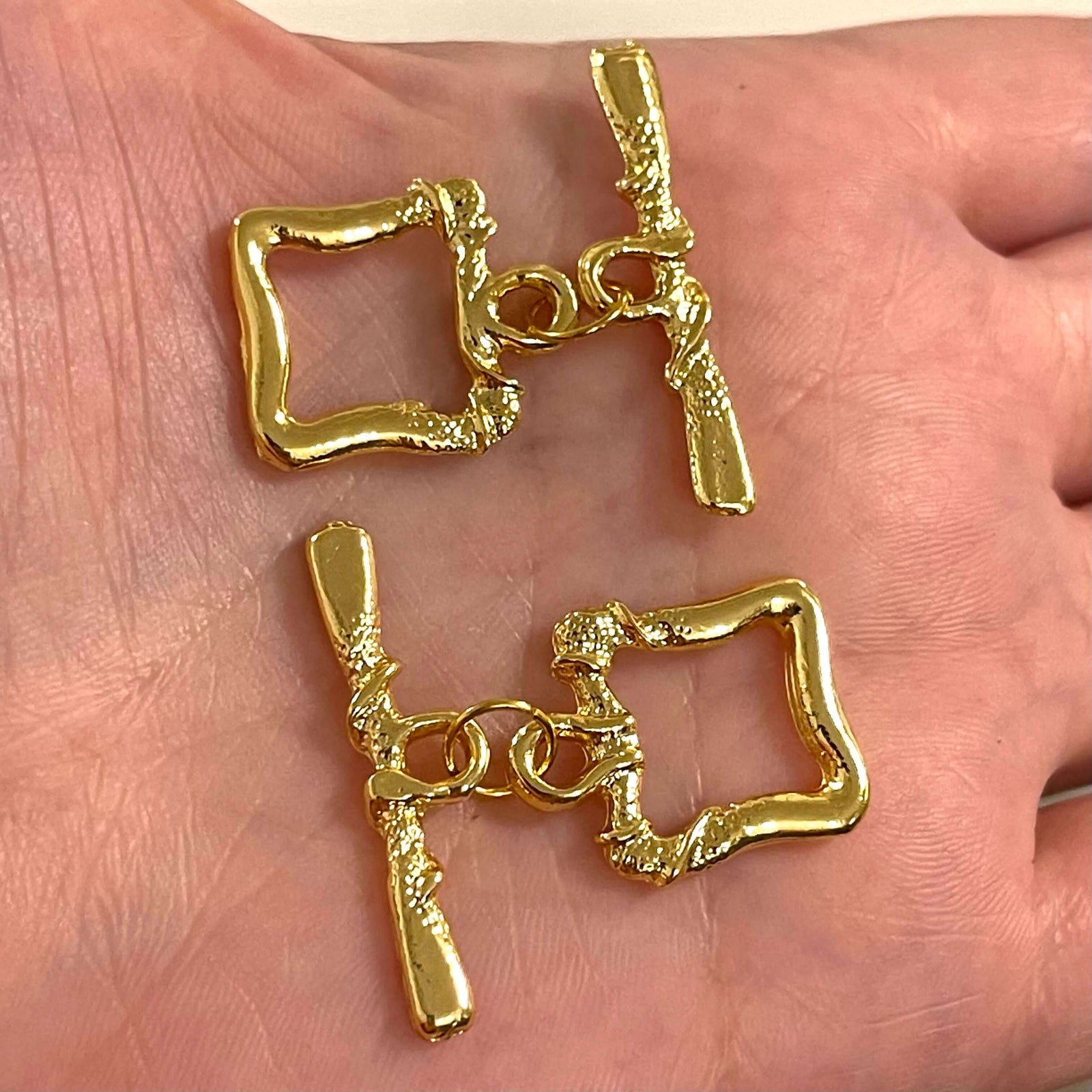2 Sets Shiny Gold Plated Toggle Clasp, Gold Plated Toggle Clasp,