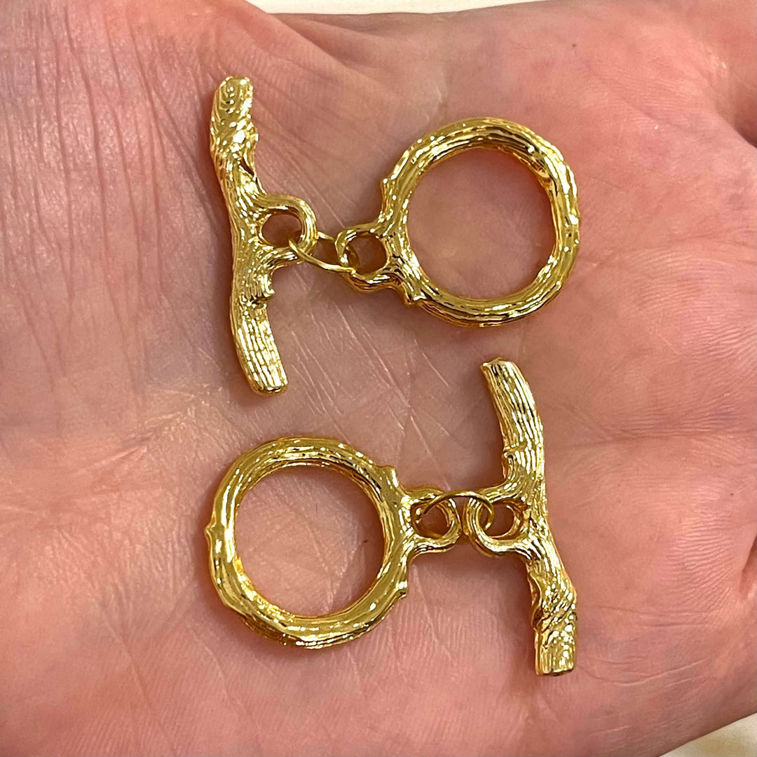 2 Sets Shiny Gold Plated Toggle Clasp, Gold Plated Toggle Clasp,
