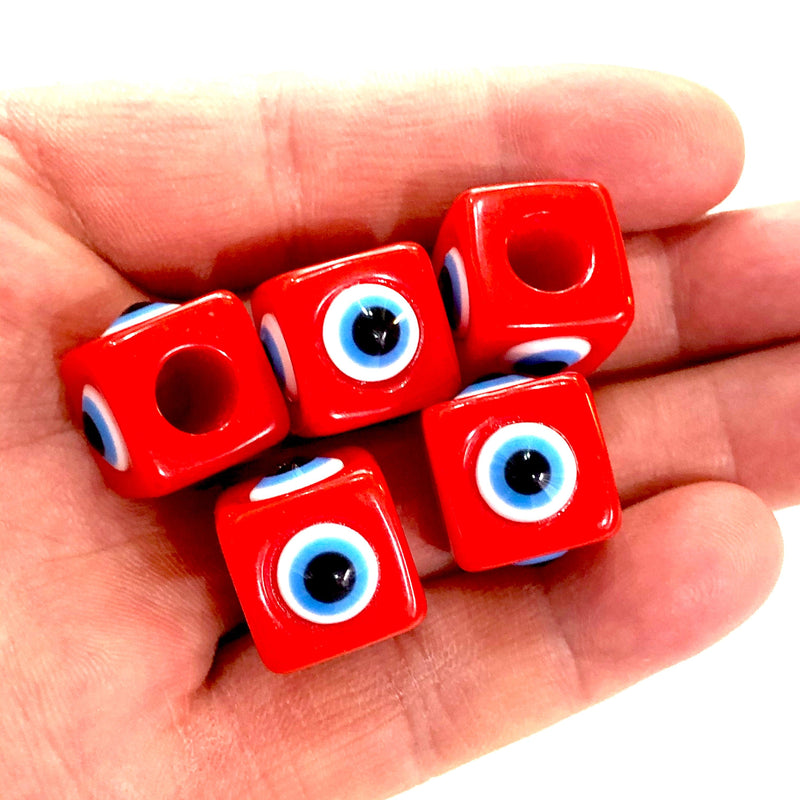 Large Hole Evil Eye Resin Beads, 15mm Beads, 7mm Hole, 5 Beads in a Pack