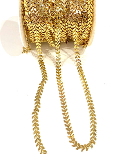 24 Karat glänzend vergoldete Chevron-Kette, 6 mm goldene Chevron-Kette