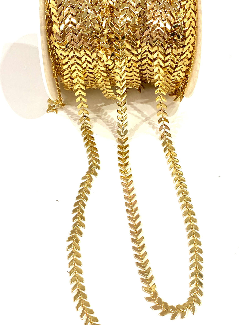 24 Karat glänzend vergoldete Chevron-Kette, 6 mm goldene Chevron-Kette