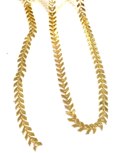 24Kt Shiny Gold Plated Chevron Chain, 6mm Gold Chevron Chain