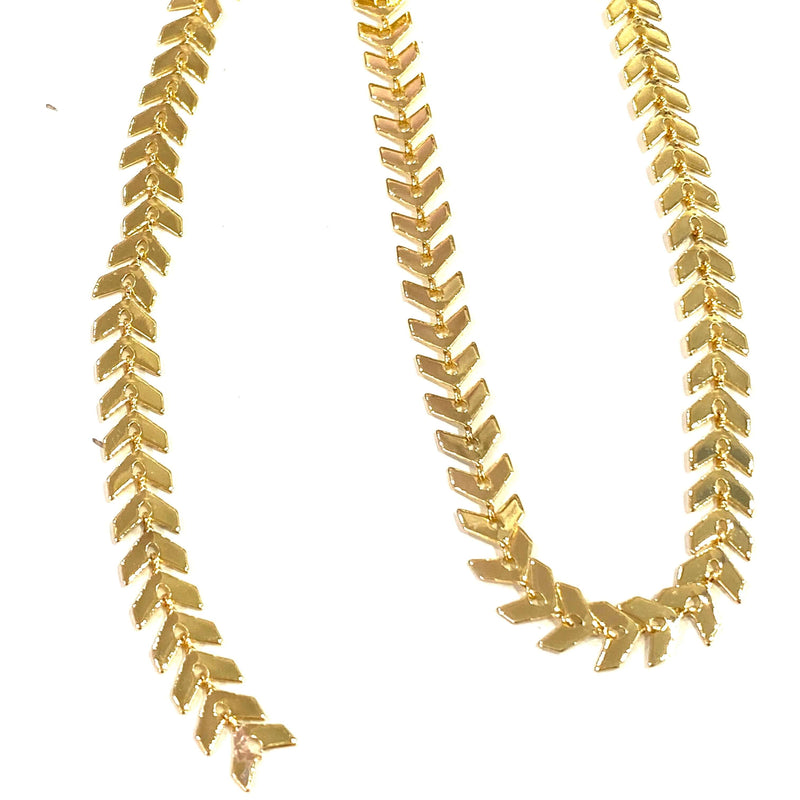 24Kt Shiny Gold Plated Chevron Chain, 6mm Gold Chevron Chain