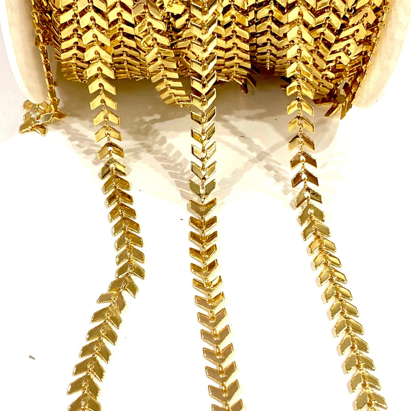 24 Karat glänzend vergoldete Chevron-Kette, 6 mm goldene Chevron-Kette